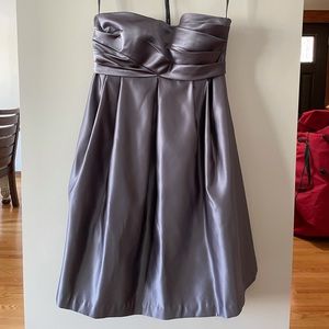 Short Grey Strapless Bridesmaid Dress